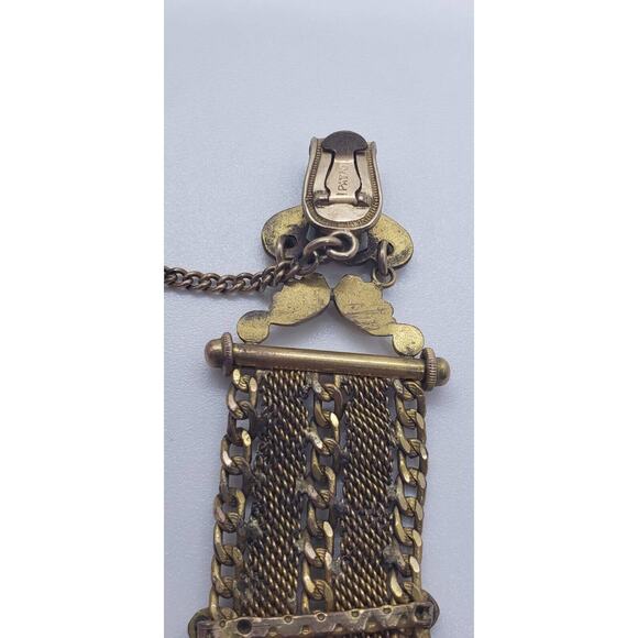 Antique Mesh WATCH FOB 1903 Art Nouveau 12 Kt Gold Plated & Wax Seal Engraveable